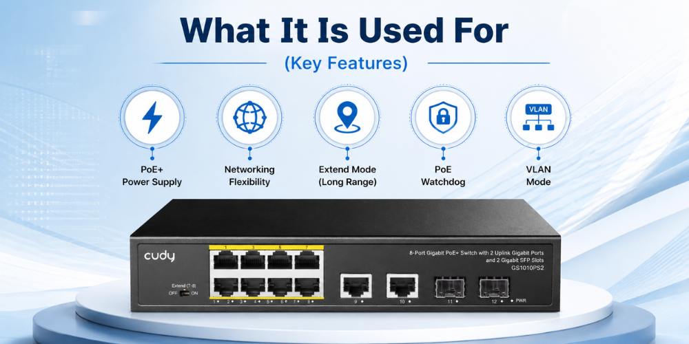 GS1010PS2(8-Port Gigabit PoE+ Switch with 2 GbE and 2 Gigabit SFP)