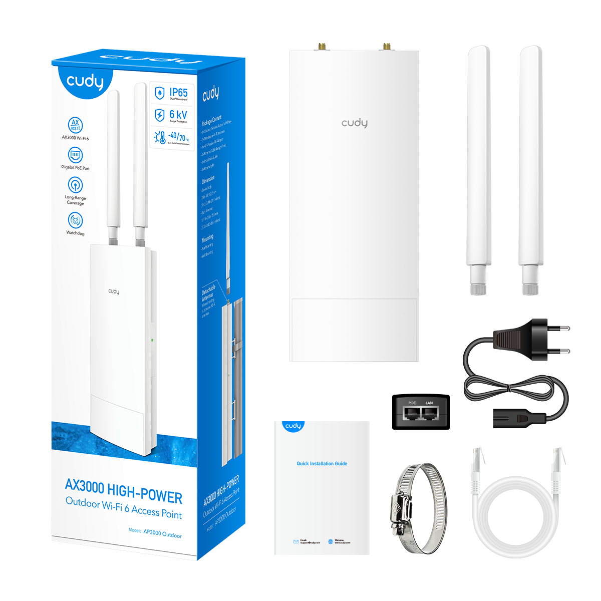 AP3000 Outdoor(Indoor/Outdoor AX3000 High-Power Wi-Fi 6 Access Point)