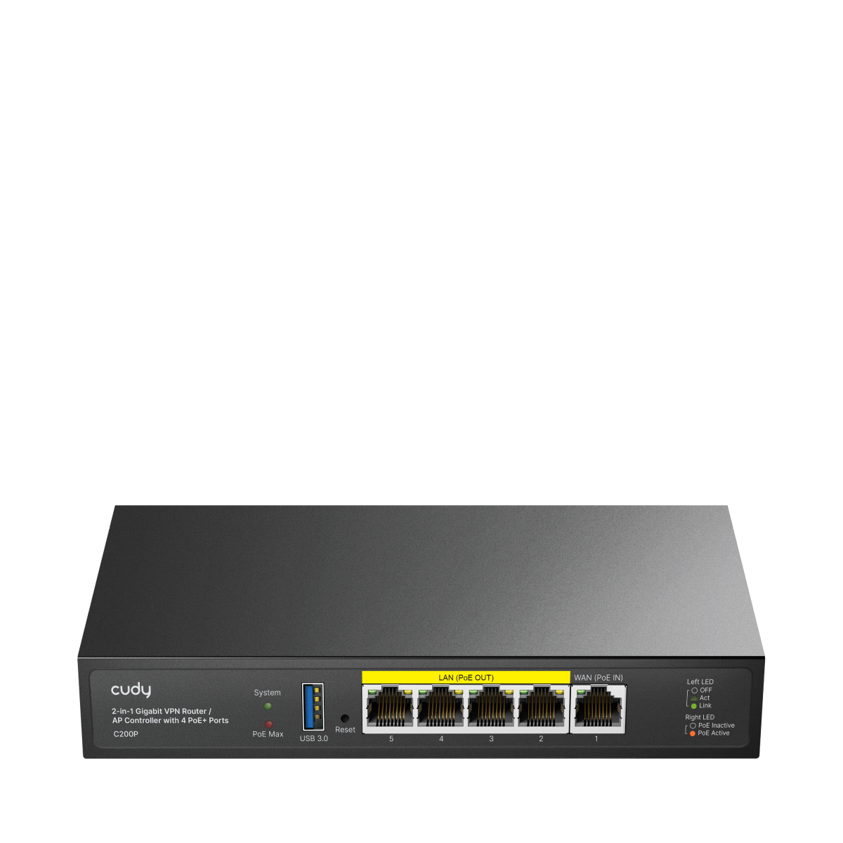 C200P(2-IN-1 Gigabit VPN Router / AP Controller with 4 PoE+ Ports)