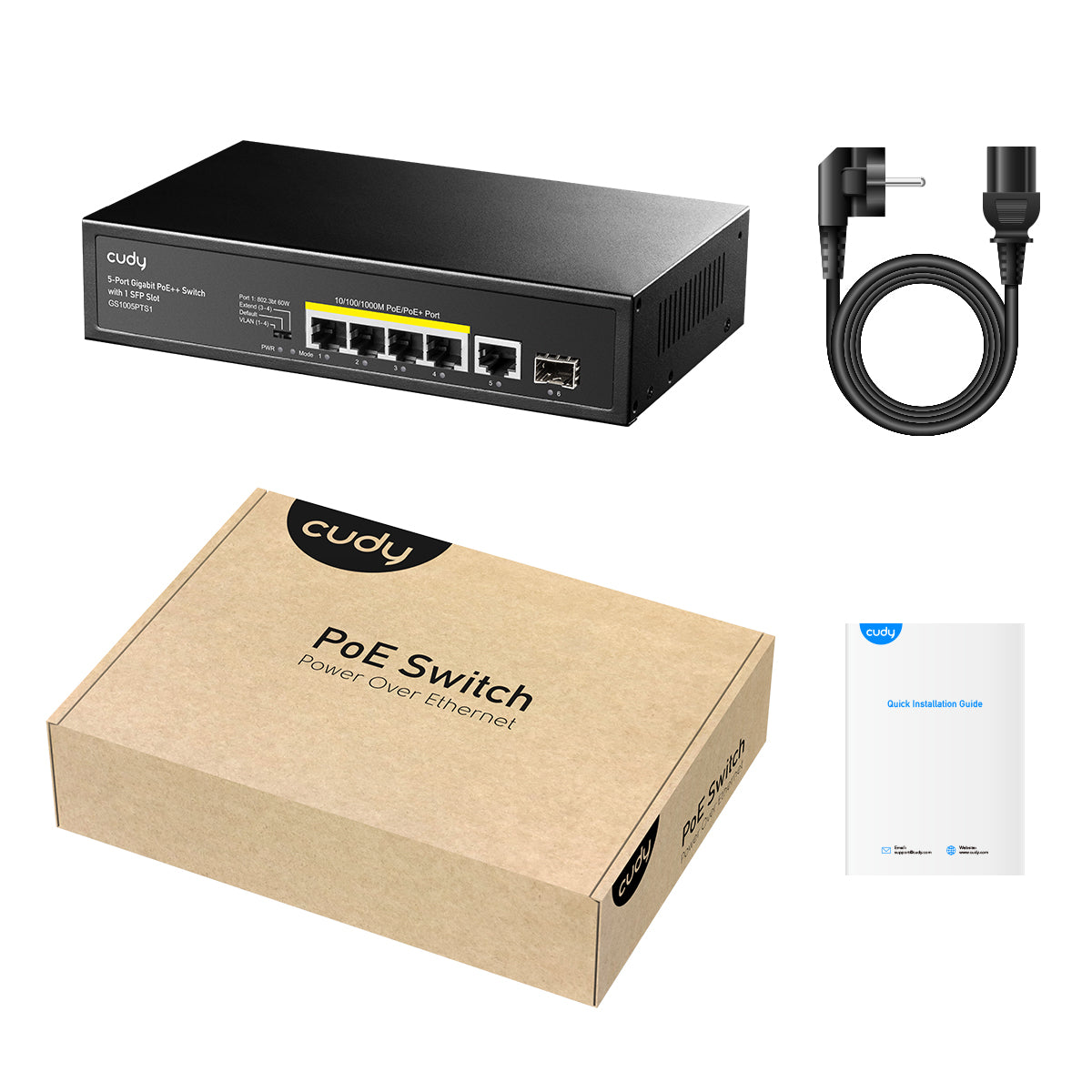 GS1005PTS1(5-Port Gigabit PoE+ Switch with 1 SFP Slot)