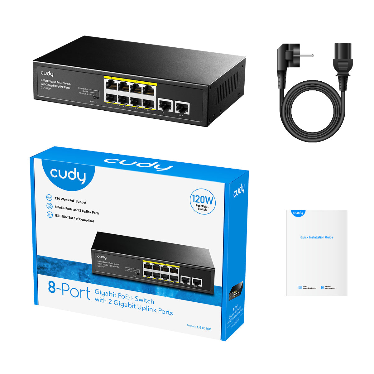 GS1010P(8-Port Gigabit PoE+ Switch with 2 Gigabit Uplink Ports)