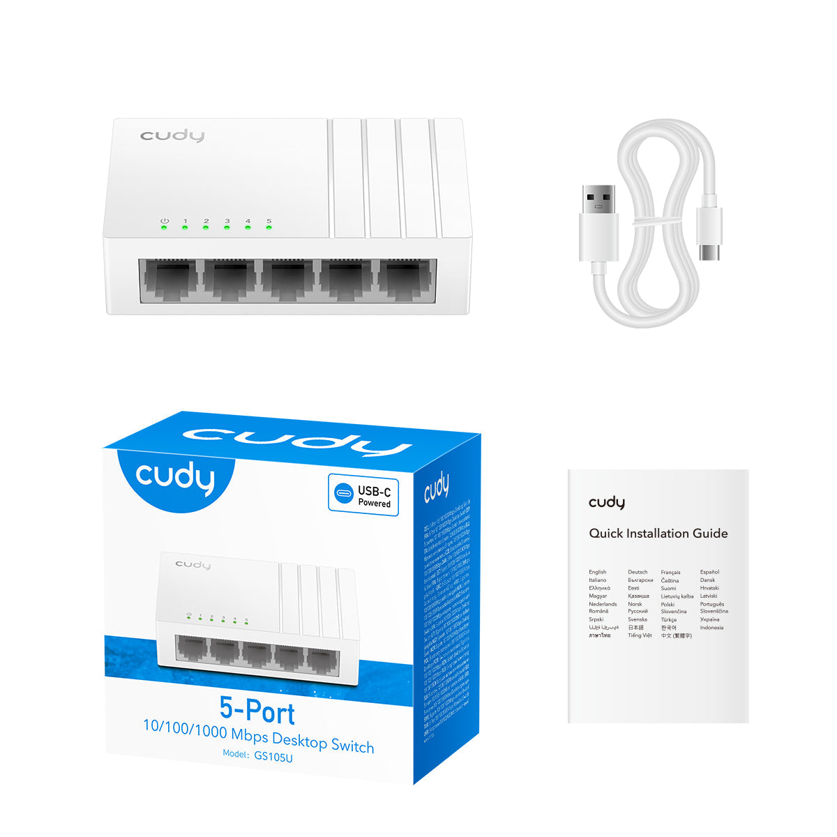 GS105U(5-Port Gigabit Switch with USB-C Power Input)