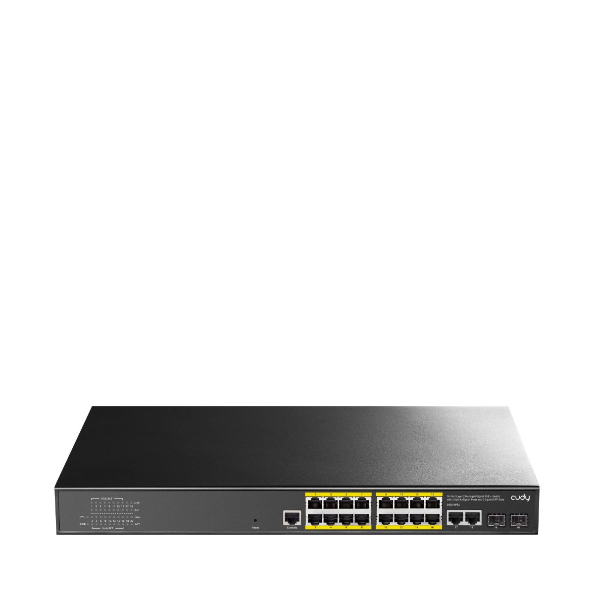 GS2018PS2-200W(16-GbE PoE L2 Managed Switch with 2-GbE and 2-SFP)