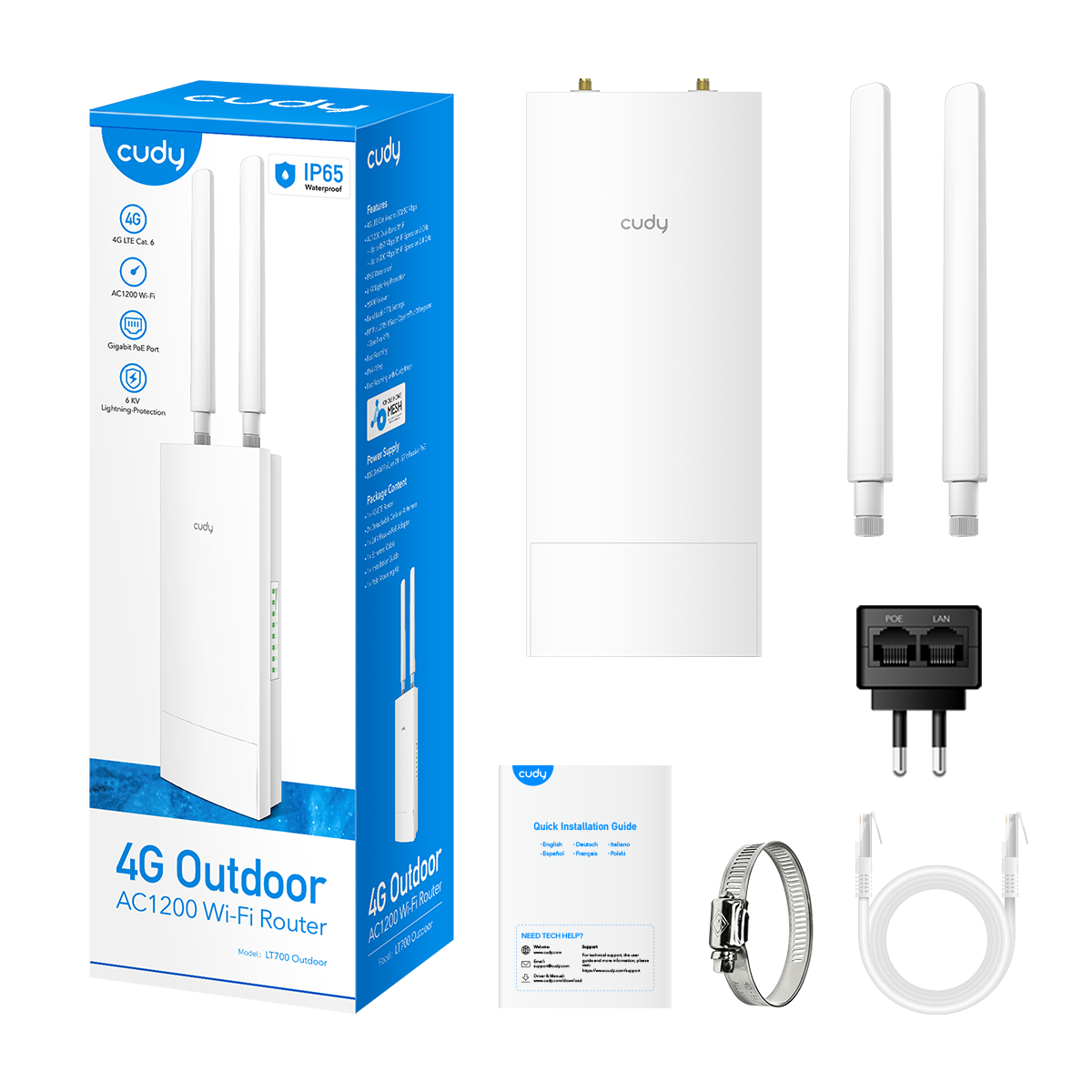 LT700 Outdoor(Indoor/Outdoor 4G Cat 6 AC1200 Wi-Fi Router)