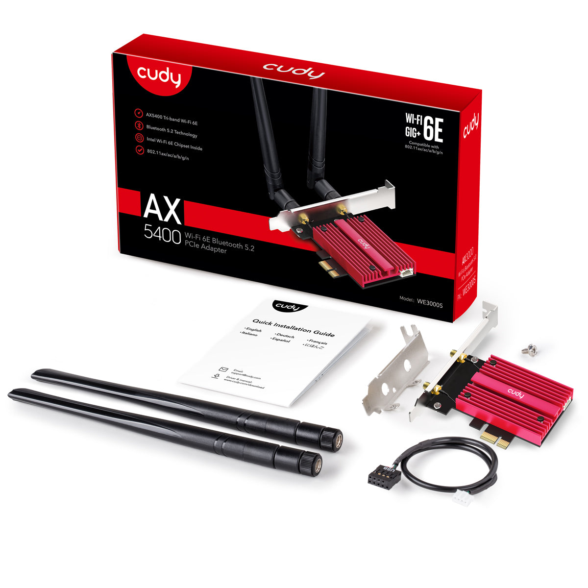 WE3000S(AX5400 Wi-Fi 6E Bluetooth 5.3 PCI-E Adapter)
