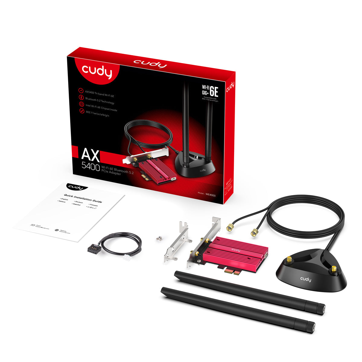 WE4000(AX5400 Wi-Fi 6E Bluetooth 5.3 PCI-E Adapter)