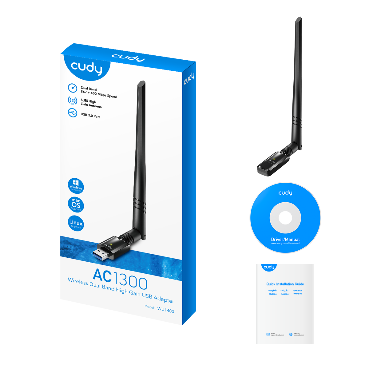 WU1400 1.0(AC1300 Wi-Fi High-Gain USB Adapter)