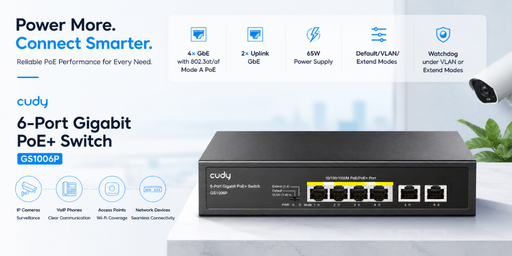 GS1006P(6-Port Gigabit PoE+ Switch)