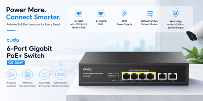 GS1006P(6-Port Gigabit PoE+ Switch)