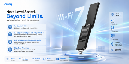 WU6500 (BE6500 High-Gain USB 3.0 Wi-Fi 7 Adapter)