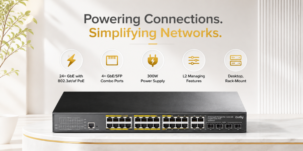 GS2028PS4-400W(24-GbE PoE L2 Managed Switch with 4 Gigabit Combo Ports 400W)