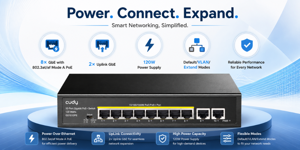 GS1010PE(8-Port Gigabit PoE+ Switch with 2 Gigabit Uplink Port)