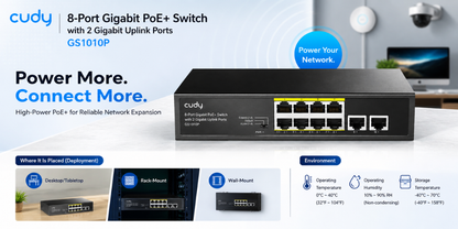 GS1010P(8-Port Gigabit PoE+ Switch with 2 Gigabit Uplink Ports)