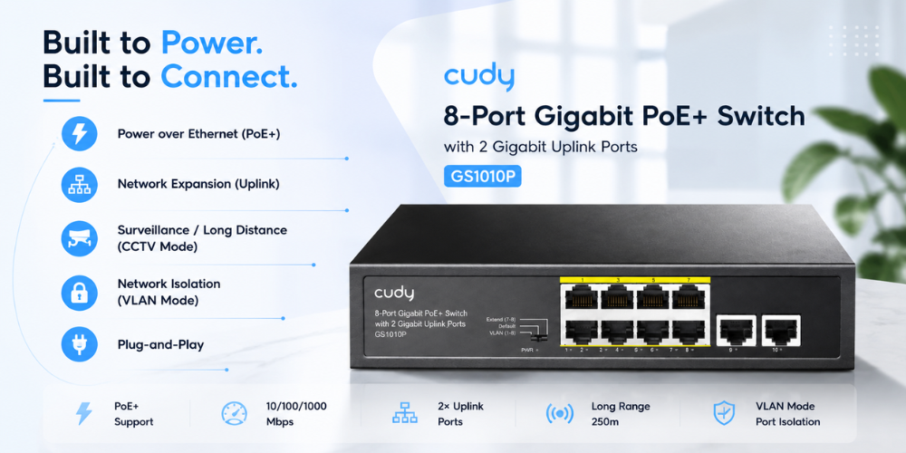 GS1010P(8-Port Gigabit PoE+ Switch with 2 Gigabit Uplink Ports)