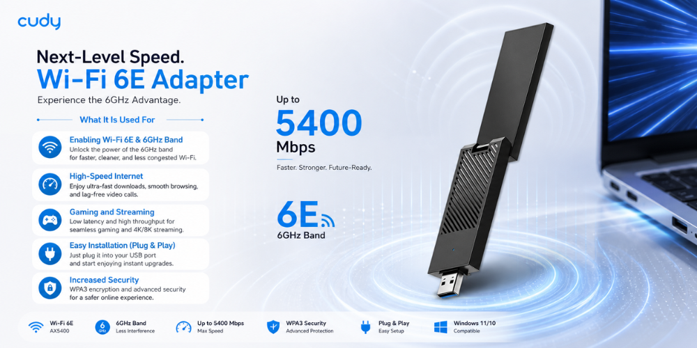 WU5400(AX5400 High-Gain USB 3.0 Wi-Fi 6E Adapter)