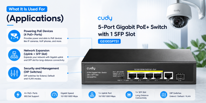 GS1005PTS1(5-Port Gigabit PoE+ Switch with 1 SFP Slot)