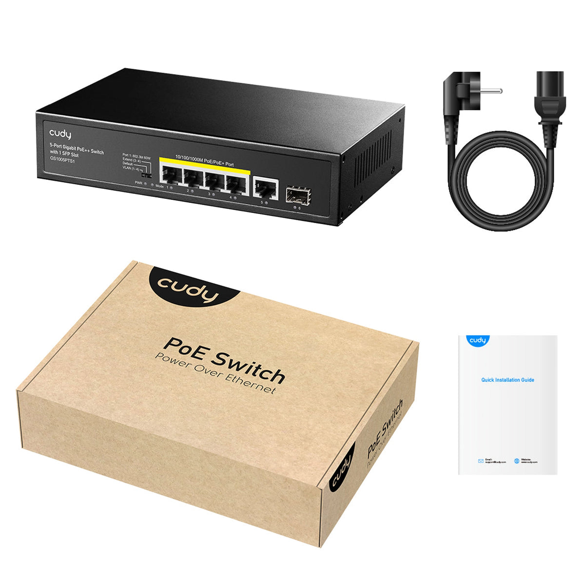 GS1005PTS1(5-Port Gigabit PoE+ Switch with 1 SFP Slot)