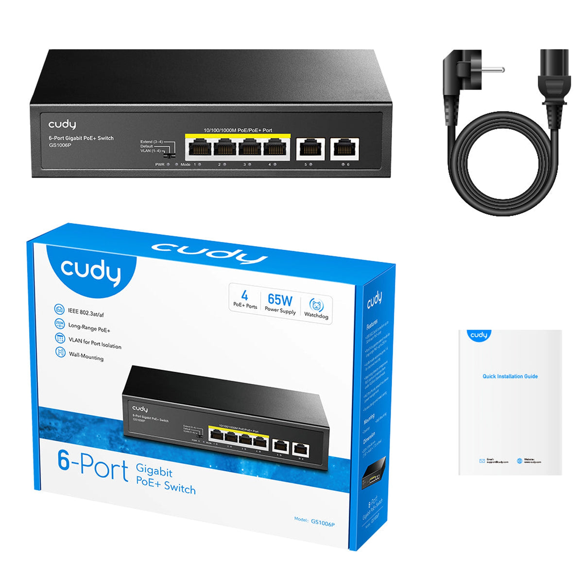 GS1006P(6-Port Gigabit PoE+ Switch)