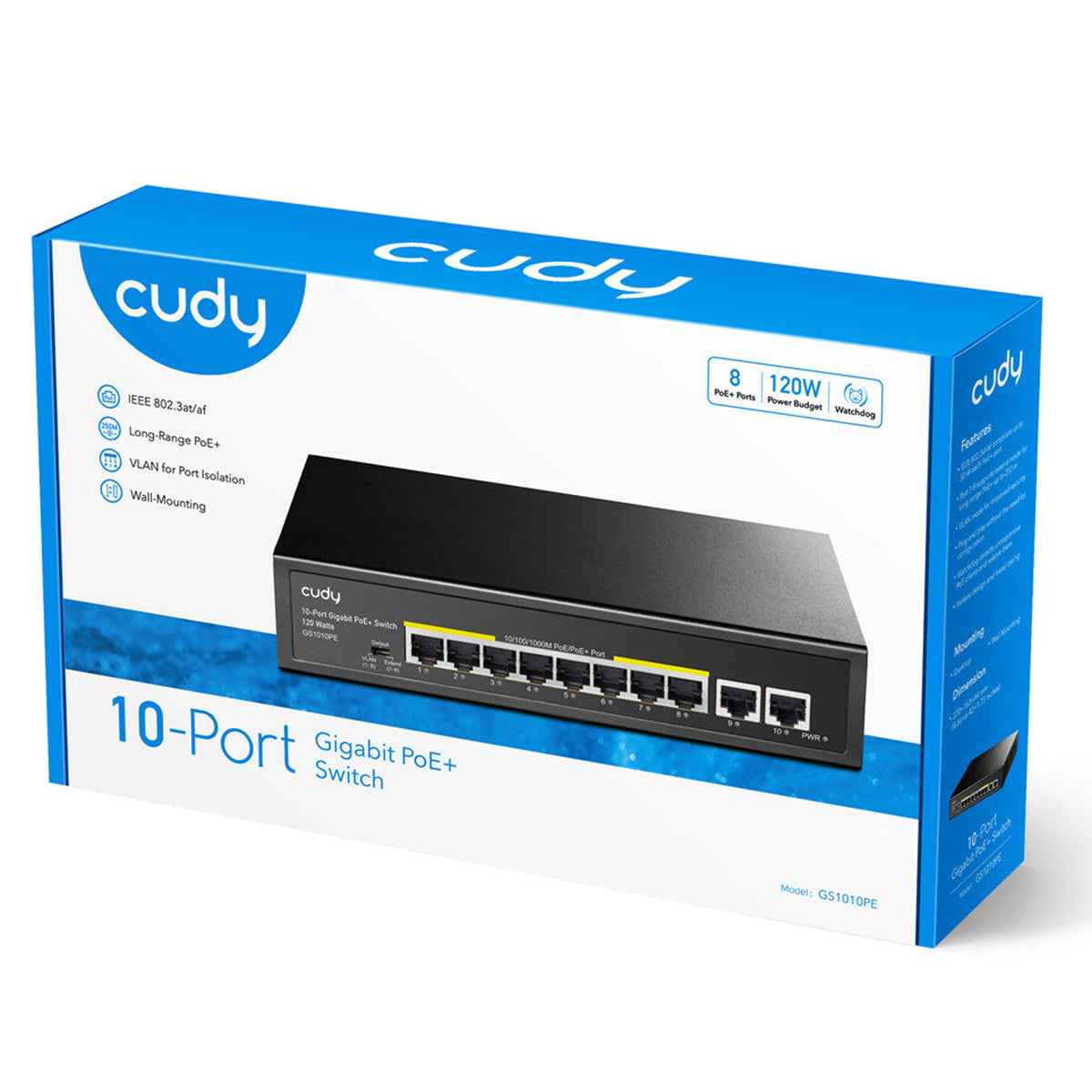 GS1010PE(8-Port Gigabit PoE+ Switch with 2 Gigabit Uplink Port)