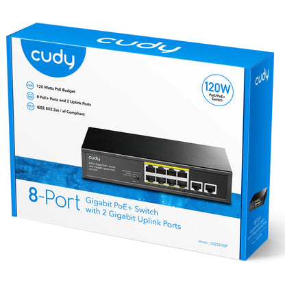 GS1010P(8-Port Gigabit PoE+ Switch with 2 Gigabit Uplink Ports)