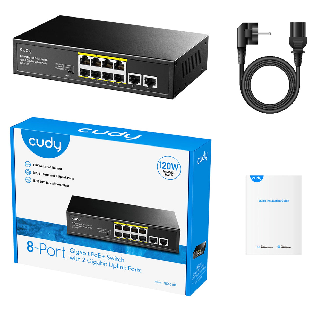 GS1010P(8-Port Gigabit PoE+ Switch with 2 Gigabit Uplink Ports)