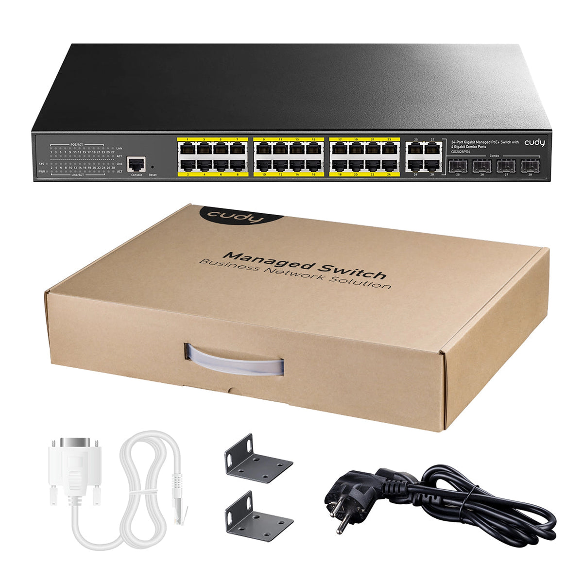 GS2028PS4-300W(24-GbE PoE L2 Managed Switch with 4 Gigabit Combo Ports 300W)