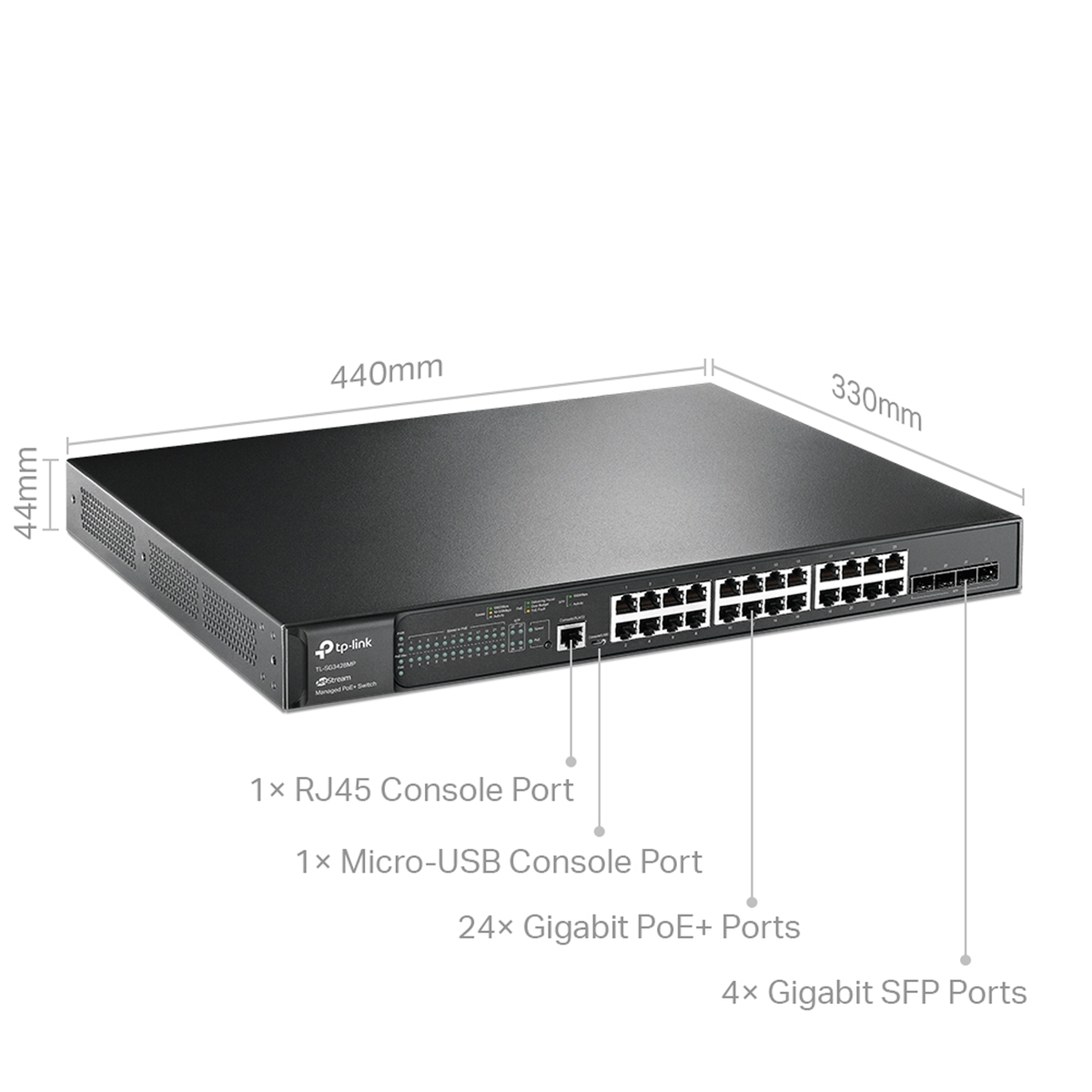 TP-Link JetStream 28-Port Gigabit L2 Managed Switch with 24-Port PoE+ TL-SG3428MP