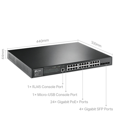 TP-Link JetStream 28-Port Gigabit L2 Managed Switch with 24-Port PoE+ TL-SG3428MP