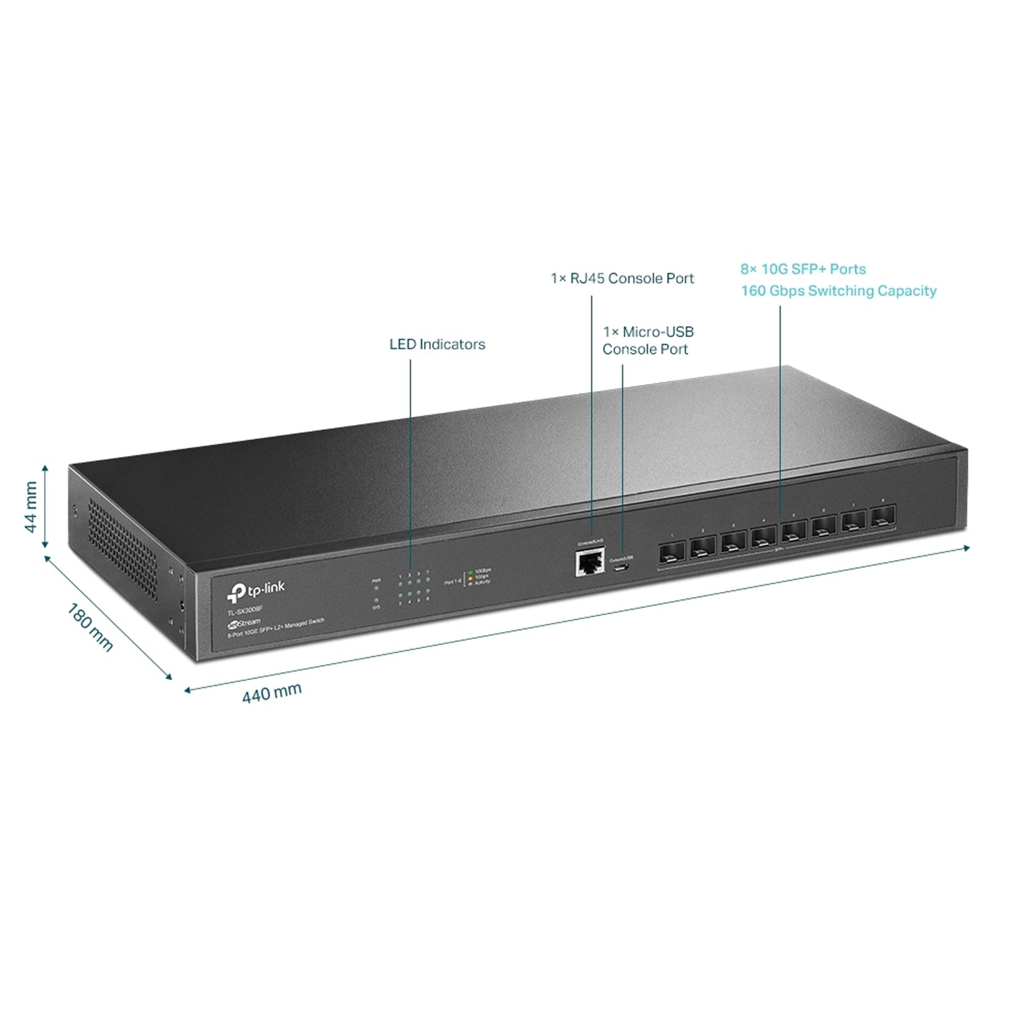TP-Link JetStream 8-Port 10GE SFP+ L2+ Managed Switch TL-SX3008F