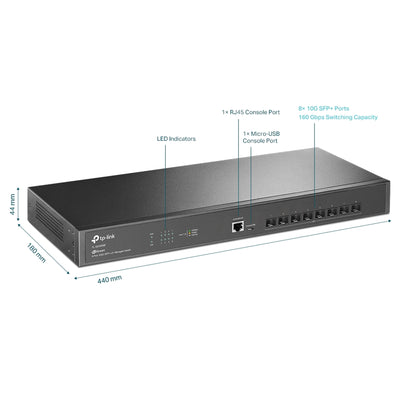 TP-Link JetStream 8-Port 10GE SFP+ L2+ Managed Switch TL-SX3008F
