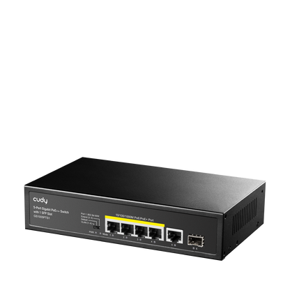 GS1005PTS1(5-Port Gigabit PoE+ Switch with 1 SFP Slot)