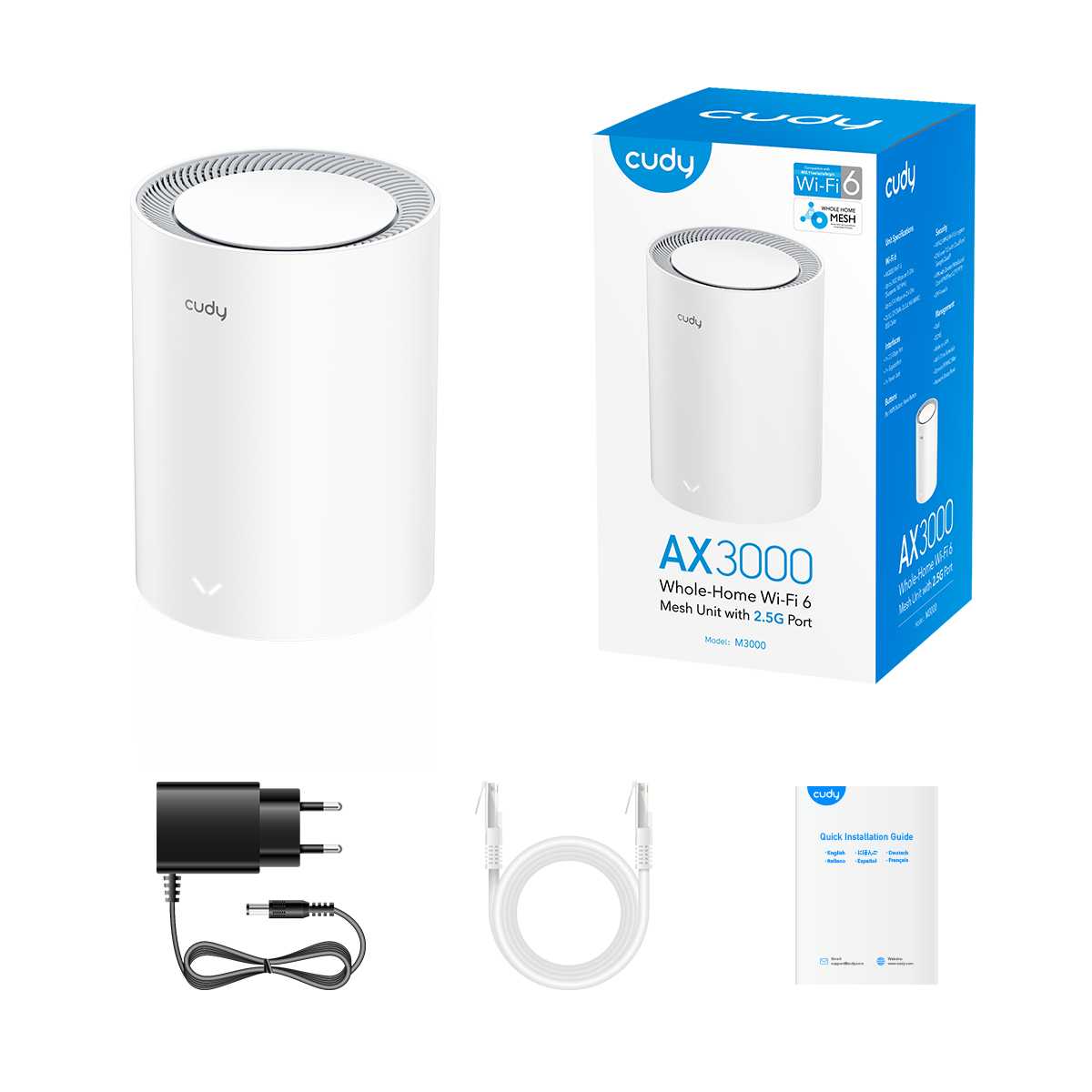M3000(1-Pack)(AX3000 Wi-Fi 6 Mesh  2.5G Solution)