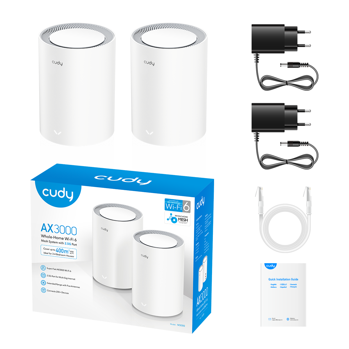 M3000(2-Pack)(AX3000 Wi-Fi 6 Mesh  2.5G Solution)