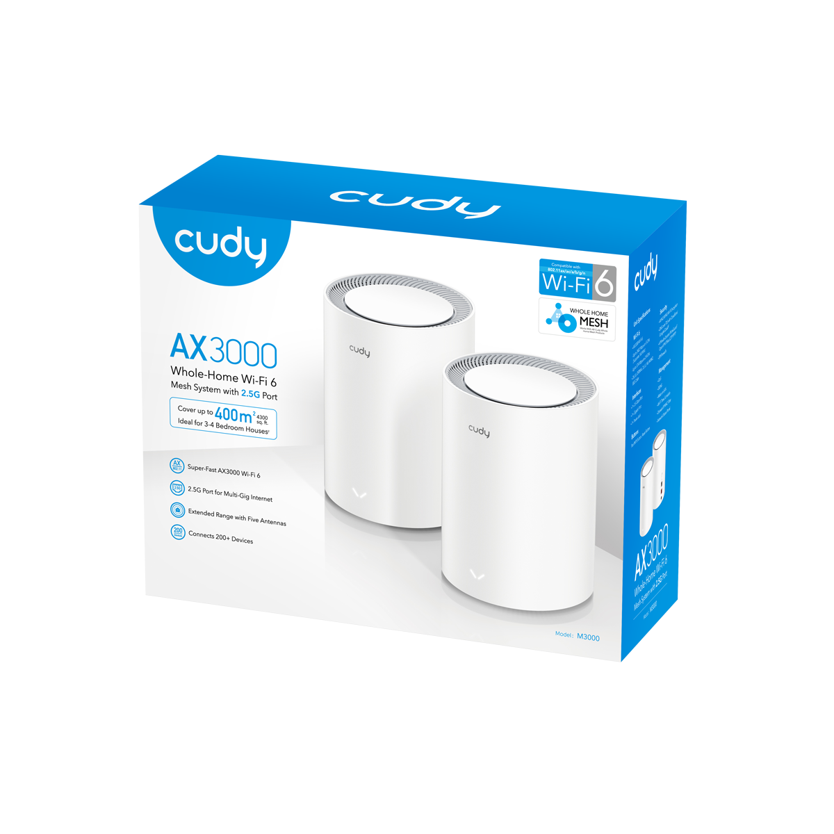 M3000(2-Pack)(AX3000 Wi-Fi 6 Mesh  2.5G Solution)