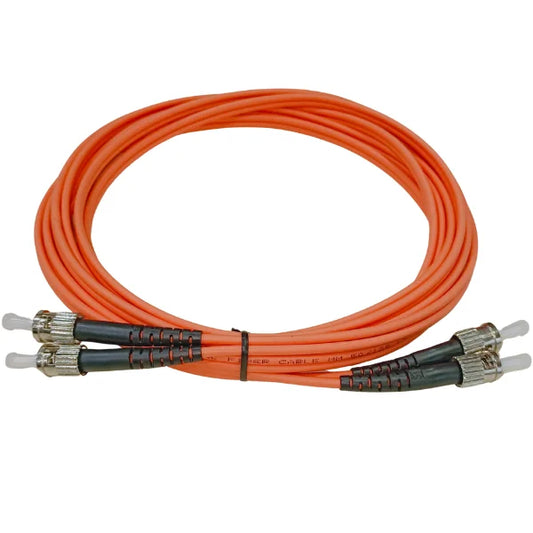 3m(10ft) Fiber Patch Cable, DX ST/PC to ST/PC 3MM, 2 Fibers, (OM2), Riser (OFNR), Tight-Buffered, Orange 5m(16ft) 10m (33ft), and customized.